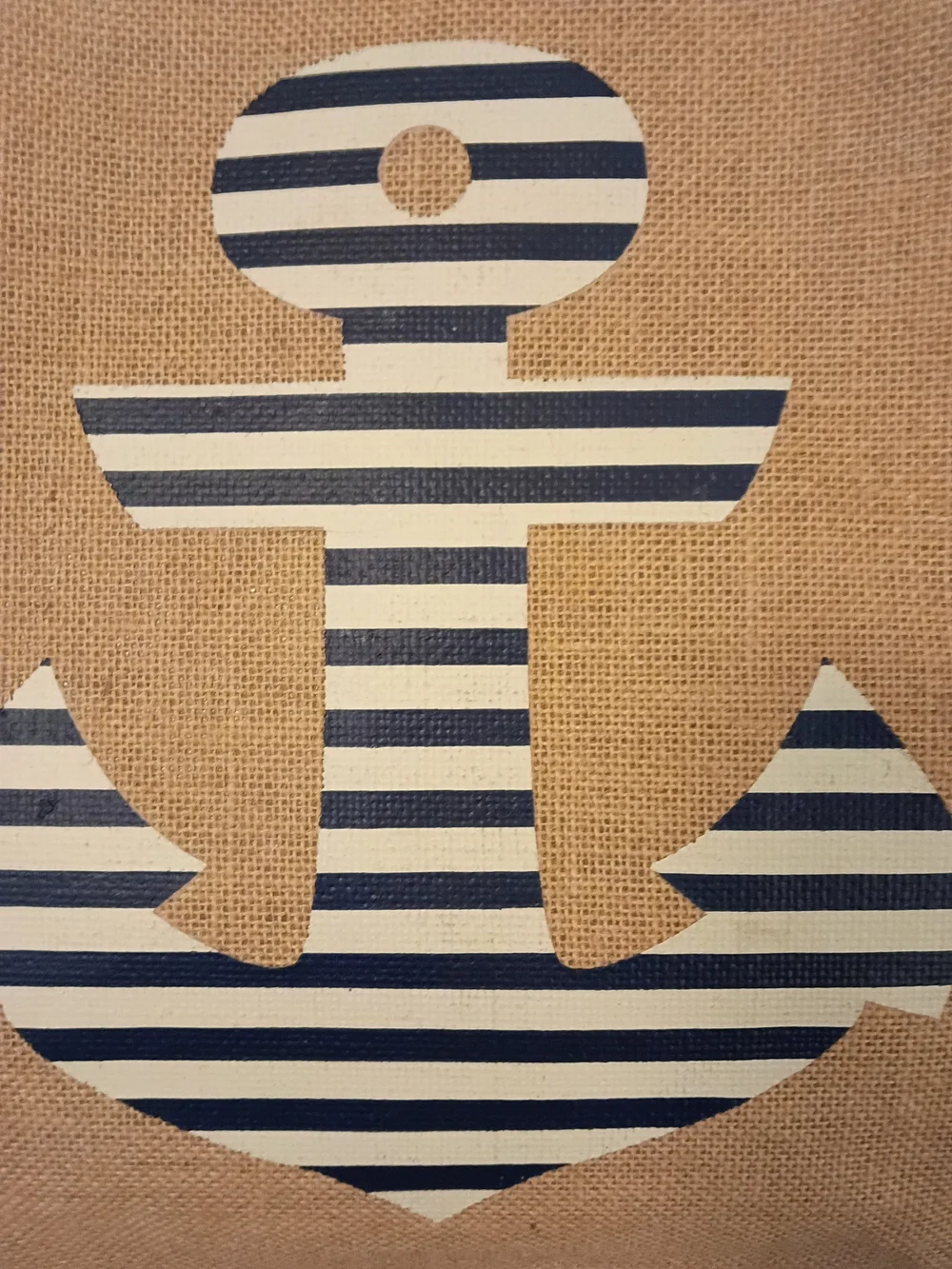 Striped Anchor Jute Tote Bag in Natural and Navy